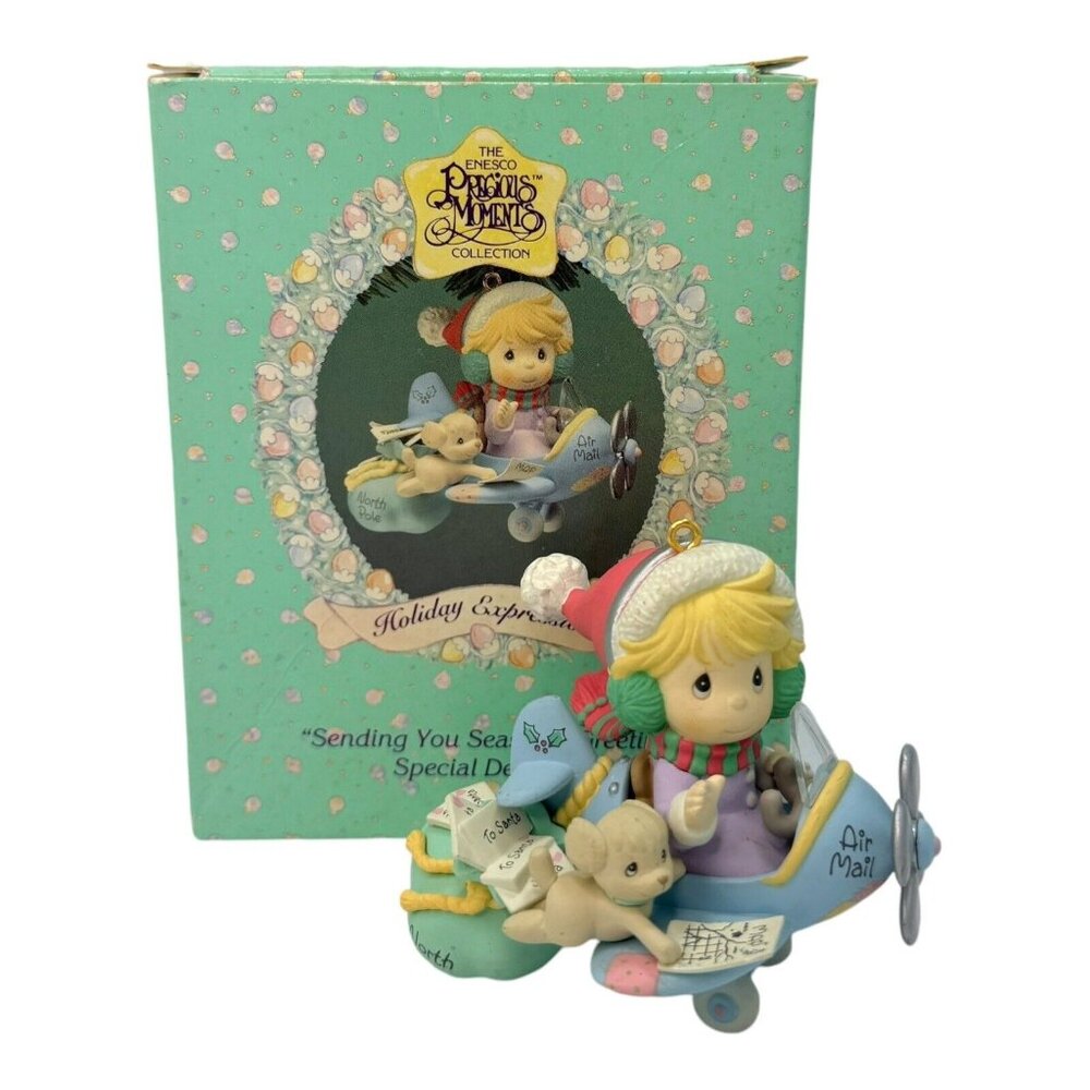 Precious Moments 1994 Sending‎ You Seasons Greetings Special Delivery Ornament - Picture 2 of 9